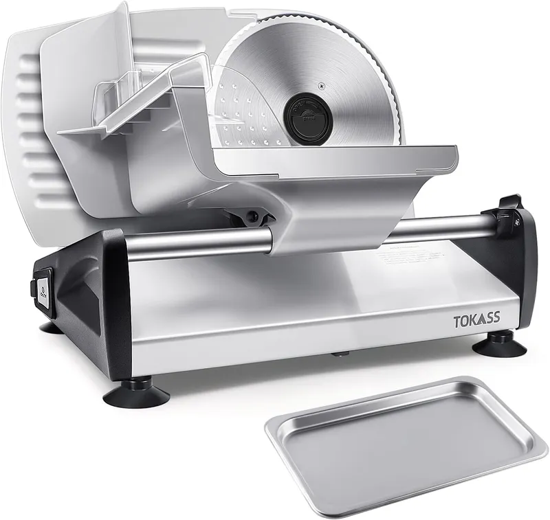 TOKASS Electric Deli Food Slicer with Removable Stainless Steel Blade